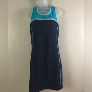 Title Nine Women Size S Athletic Stretch Tennis Racerback Dress Navy &Turquoise